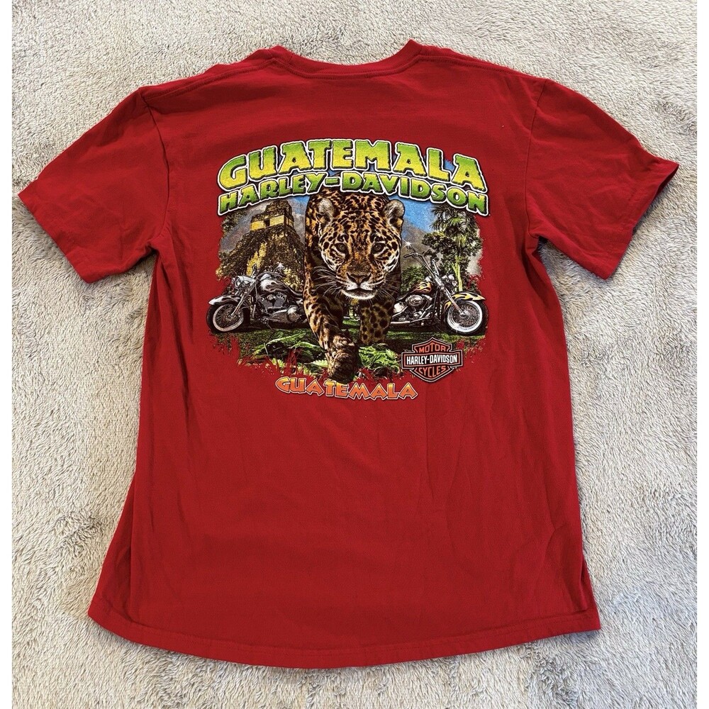 Harley Davidson T-Shirt Cheetah Biker Motorcycles Guatemala Men Sz L 2015 NWOT